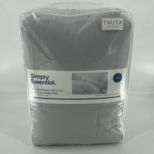 SIMPLY ESSENTIAL Garment Washed Comforter Set Twin XL Microchip Grey